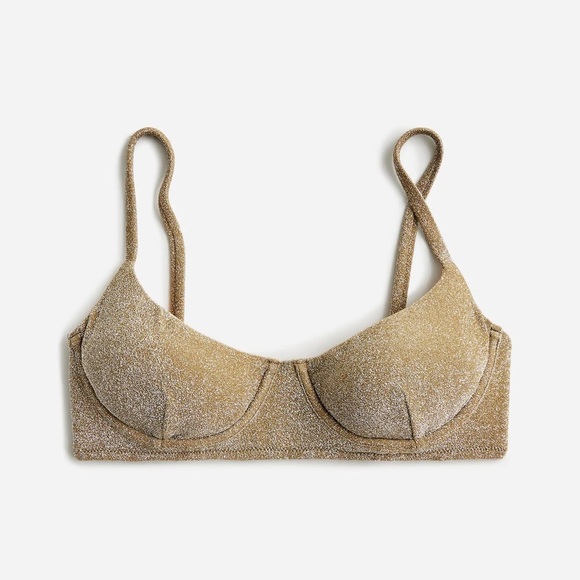 J.crew 38C sparkle underwire bikini top 0555 gold clasp adjustable sexy skimpy - Picture 4 of 16